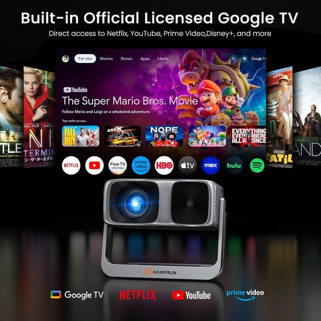 Detalle 2 de HAPPRUN 2000 ANSI Google TV 4K Decoding Projector