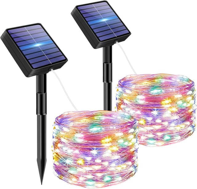 Detalle de bitjam 2er Set Solar Lichterkette außen (5 m, 50 LEDs) – IP65, 8 Modi, Timerfunktion