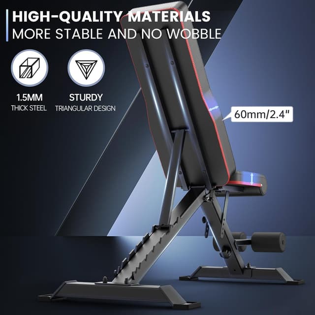 Detalle de PASYOU PA400 Adjustable Weight Bench Press Foldable Workout Bench (Flat, Incline/Decline)
