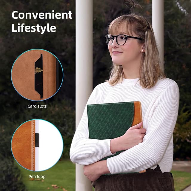 Detalle de Vkooer Schutzhülle für iPad A16 (11. Generation 2025) / iPad 10 (10,9 Zoll) mit Pencil-Halter, Dunkelgrün