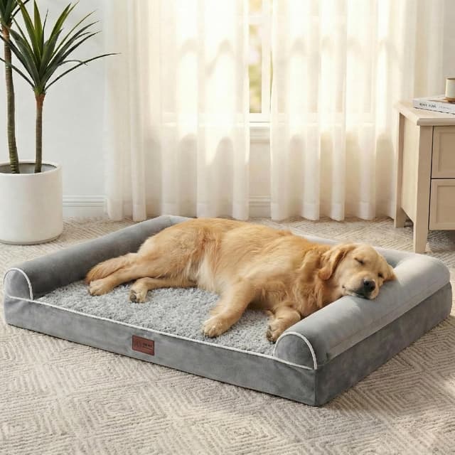 Detalle 2 de Western Home Large Washable Orthopedic U-Shape Dog Bed (Waterproof) with Removable Cover, Grey, 71 x 58 x 16.5 cm
