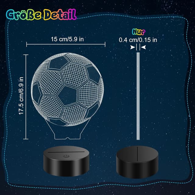 Thumbnail 6 de Linkax Fussball 3D Nachtlicht 16 Farben