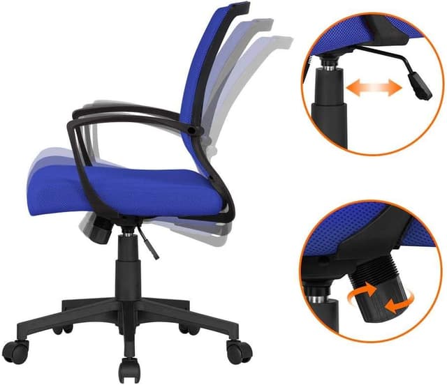 Thumbnail 3 de Yaheetech Silla regulable en altura con malla y ruedas