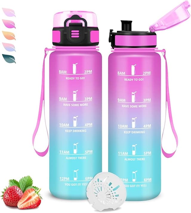 Detalle de Botella de Agua 1L con Filtro Reutilizable 💧