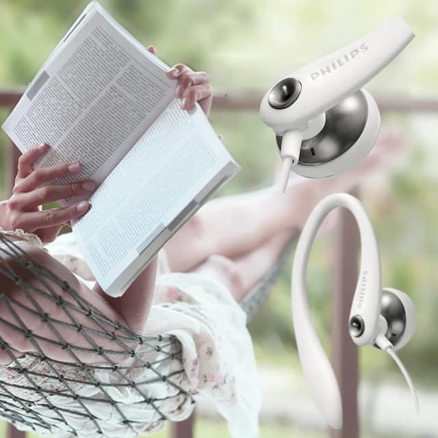 Detalle de Philips SHS3200WT/37 Flexible Earhook Wired Headphones (White)