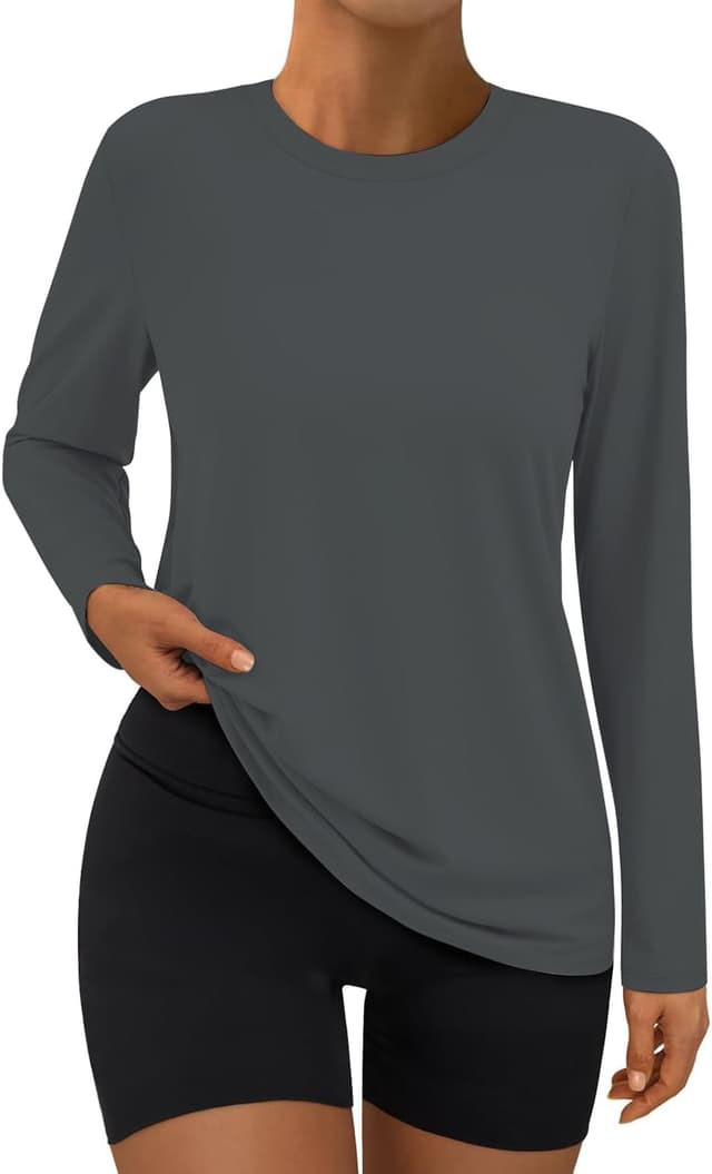 Detalle de Suncife Women Long Sleeve Workout Tops – breathable, quick-drying yoga gym shirts
