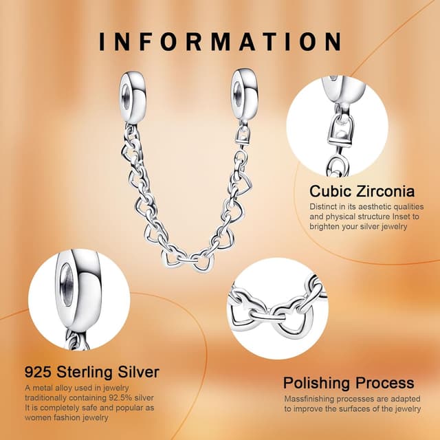 Detalle de Rimgoris 925 Sterling-Silber Charm für Damenarmbänder „Ewige Liebe“ (Clip)