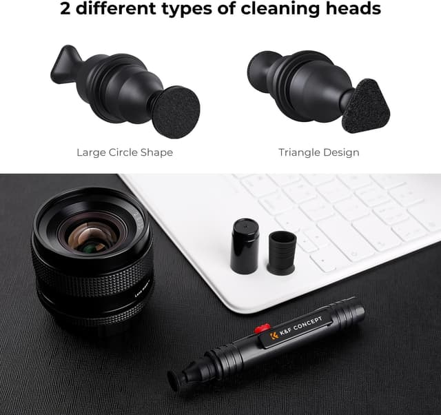 Detalle de K&F CONCEPT Lens Cleaning Pen (two-in-one brushes & carbon tips) for camera lens and filters