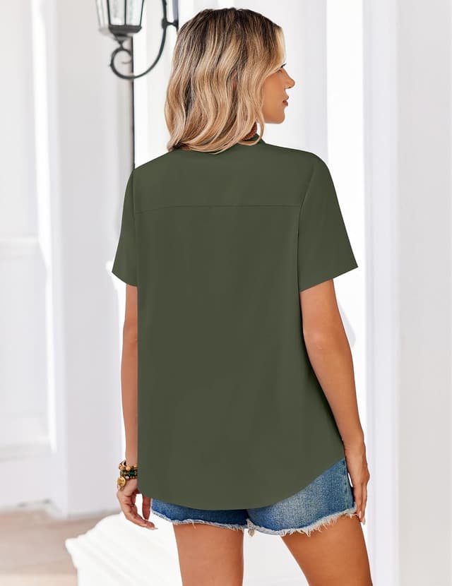 Thumbnail 5 de Zeagoo Women Blouse Short Sleeve Button-Down Shirt