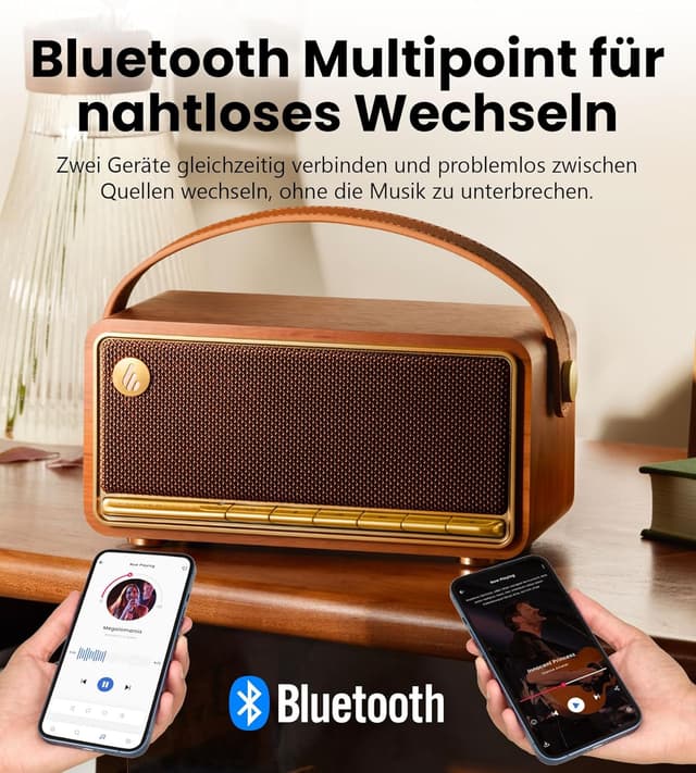 Detalle de Edifier MP330 Tragbarer Bluetooth-Lautsprecher mit Hi-Res Audio (40 W RMS) und Dual-Stereo-Kopplung, Multipoint