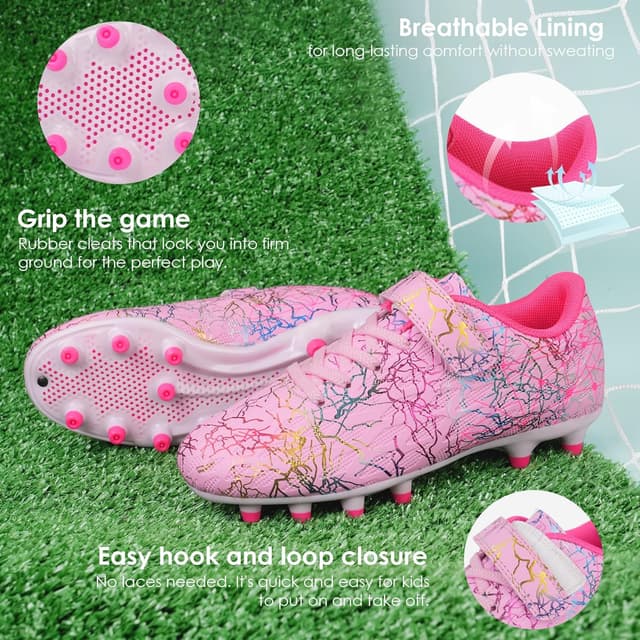 Detalle de brooman Kids Firm Ground Soccer Cleats (Girls) with Shin Guards & Soccer Socks