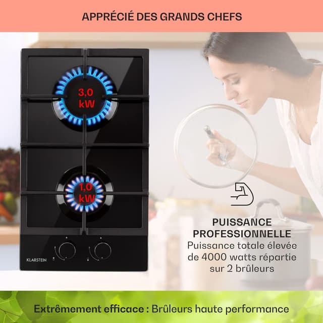 Detalle de Klarstein Tables de Cuisson électrique à 2 feux (4000 W) en acier inox : plaque gaz/camping avec sécurité