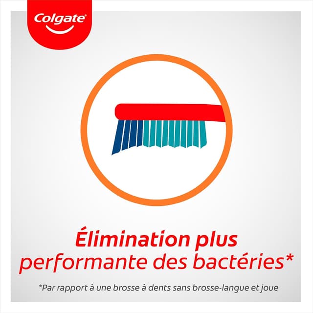 Detalle de Colgate Extra Clean Multi Action con filamenti circolari anti-macchia e pulitore lingua e guance (set da 4 spazzole)