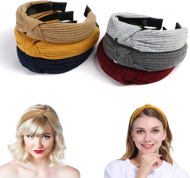 Detalle de URAQT set da 6 fasce per capelli donna super morbide annodate Criss Cross