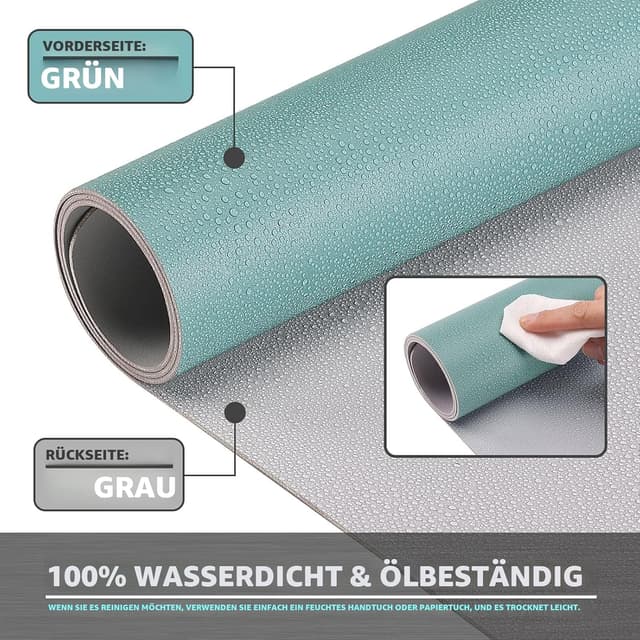 Thumbnail 2 de K KNODEL Tischunterlage 80 x 40 cm – wasserdichte Schreibtischunterlage doppelseitig (Grün/Grau)