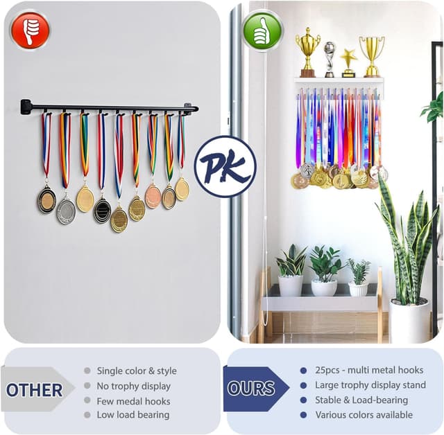 Detalle 2 de DSVENROLY Medal Holder Rack 25 Hooks