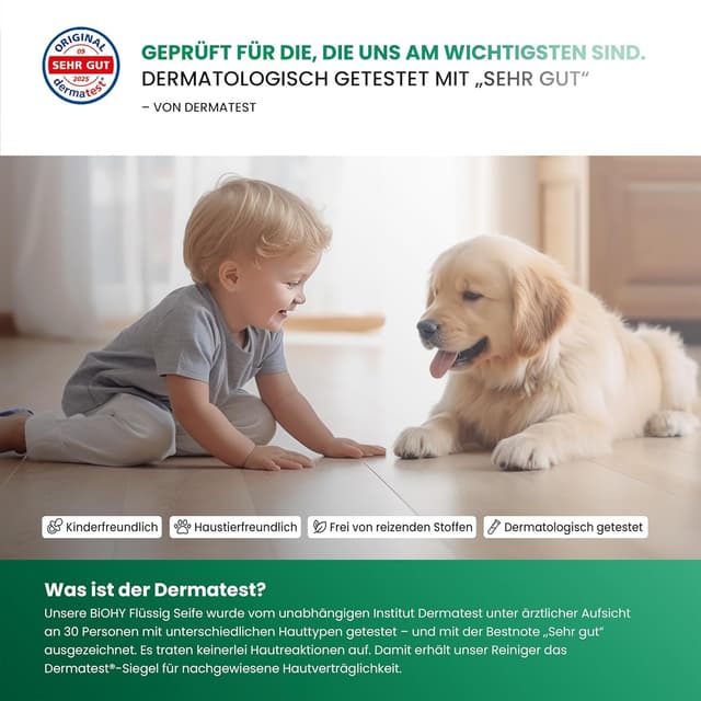 Detalle 2 de BIOHY BiOHY Flüssig Seife (1 l) – parfüm- und farbstofffreie Handseife, pH-neutral