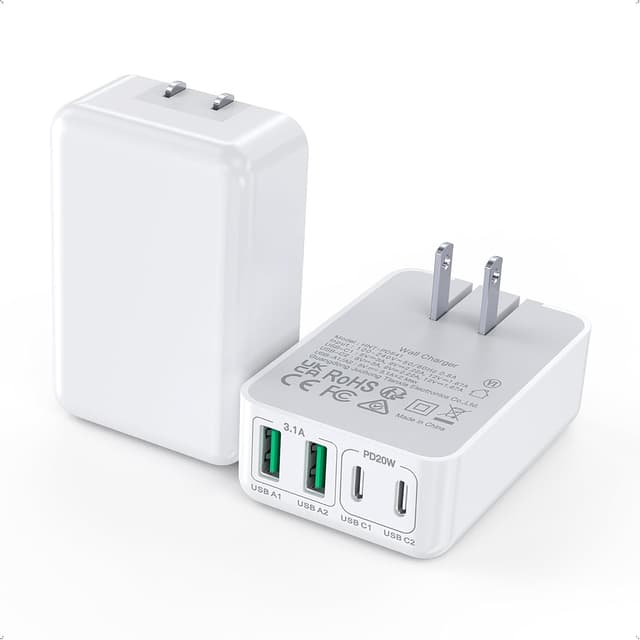Detalle de 2Pack Flat USB C Wall Charger 40W, 4-Port Fast Charger 🔌