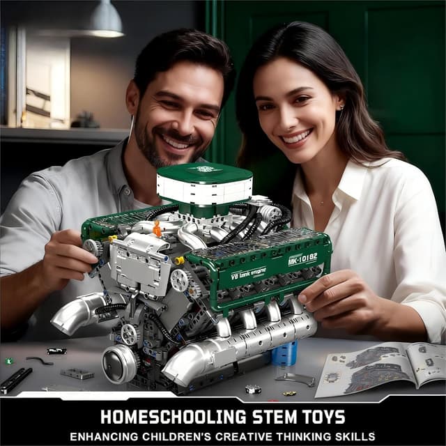 Thumbnail 6 de Mould King 10182 Technik V8 Twin‑Turbo Motor – Klemmbaustein-Funktionsmodell (2250 Teile)