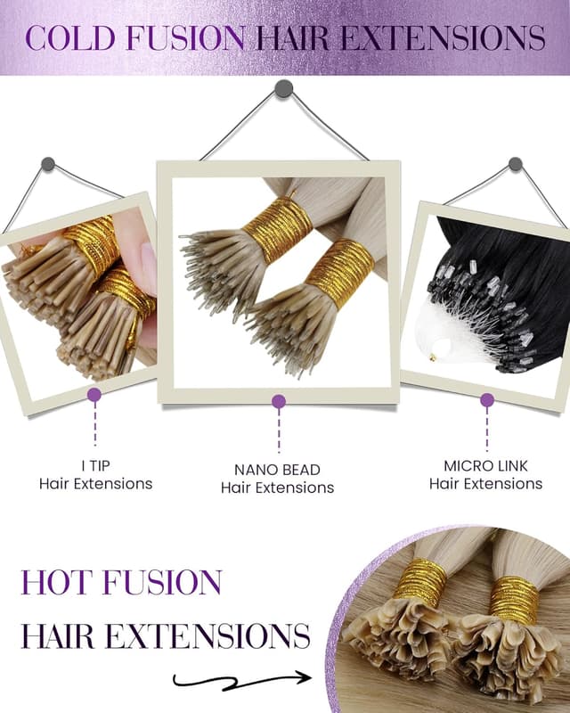 Thumbnail 6 de LaaVoo Nanoring Extensions Echthaar Ombre Blond (Remy), 45 cm, 100 g, 1 g/1s – #8/60/8