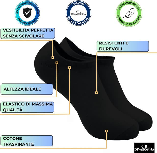 Thumbnail 2 de DIVABONNA confezione da 12 paia di calzini corti per uomo e donna: traspiranti e antiodore per sneaker
