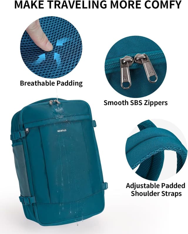 Thumbnail 6 de ECOHUB 30L Handgepäck Rucksack für Flugzeug – diebstahlsicher & wasserdicht, Easyjet-Abmessungen (45x36x20 cm) – für Laptop bis 15,6 Zoll