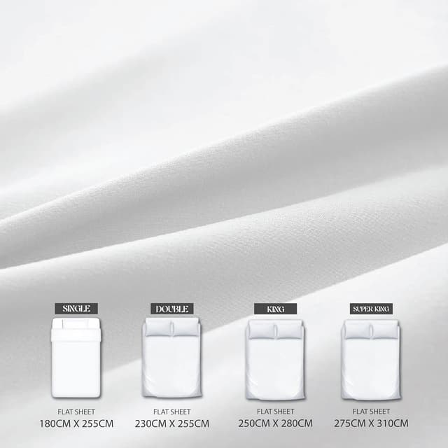 Detalle de APEX FURNISHINGS Egyptian Cotton 300 Thread Count Flat Sheet for Single Bed (180cm x 255cm)