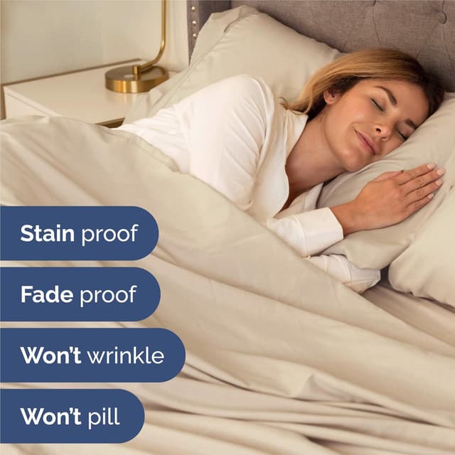 Detalle de CGK Unlimited King 6-Piece Sheet Set (Wheat) — Ultra-Soft, Comfy Breathable Cooling Bedding with Deep Pockets