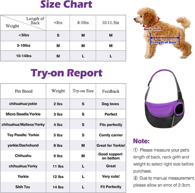 Detalle de Pawaboo Dog Sling Carrier (S) in Deep Purple — hand-free breathable mesh crossbody for puppy or small pet travel