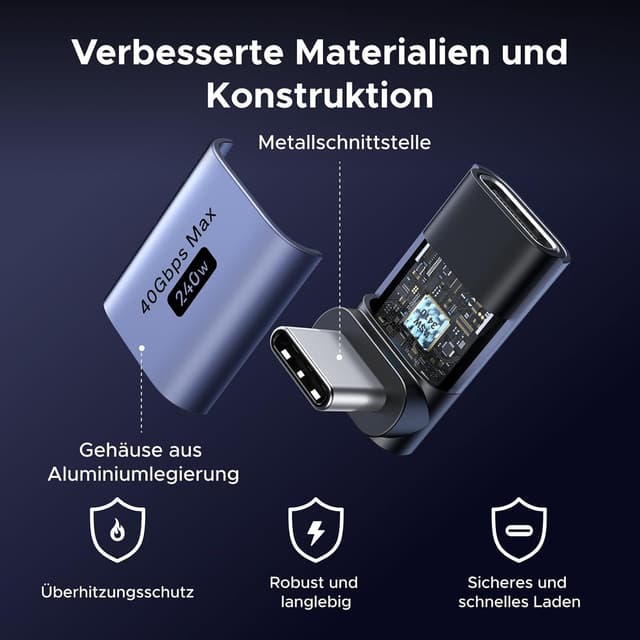 Thumbnail 6 de UGREEN USB-C Winkeladapter 90° 3 Stück