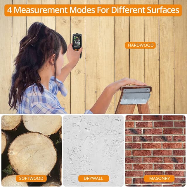 Detalle de Neoteck pinless damp meter for walls — non-invasive moisture detector up to 20mm