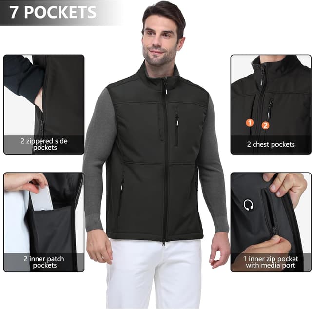 Detalle 1 de Outdoor Ventures Softshell Weste Herren, wind- und wasserdicht