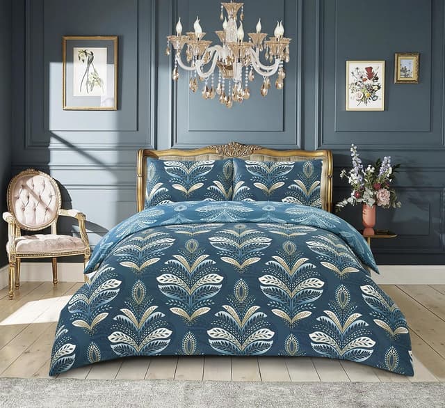 Thumbnail 4 de PRIME LINENS Double Floral Grey Duvet Cover Set 4 Pc