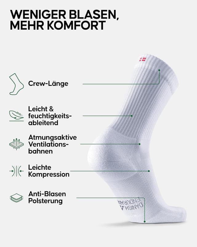 Detalle de Danish Endurance Crew Laufsocken 3 Paar für Laufkomfort