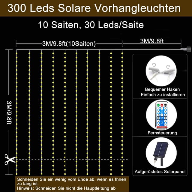Thumbnail 2 de Redefun Catena luminosa solare 300 LED 3x3 m