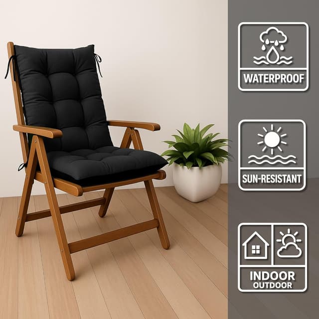 Detalle 2 de Cuscino per sedia da giardino con schienale alto Amazinggirl (set da 4, 50x120 cm) bordeaux impermeabile