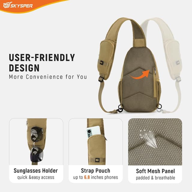 Detalle de SKYSPER Sling Bag RFID cross body recycled travel daypack