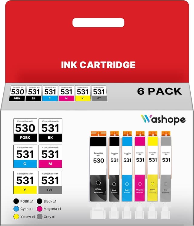 Detalle de PGI-530 / CLI-531 Compatible Ink Cartridges (XXL) for Canon Pixma TS8750/TS8751 – 6 Pack