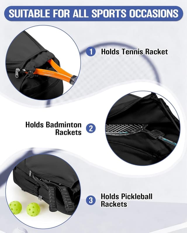 Detalle de SZLX Tennisrucksack: geräumige Sporttasche mit Schlägerfach für Tennis, Badminton, Squash & Pickleball