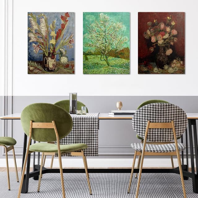 Detalle 2 de prinfantasy Canvas Wall Art Framed Prints Floral Plants 3-Panel Set (YH071)