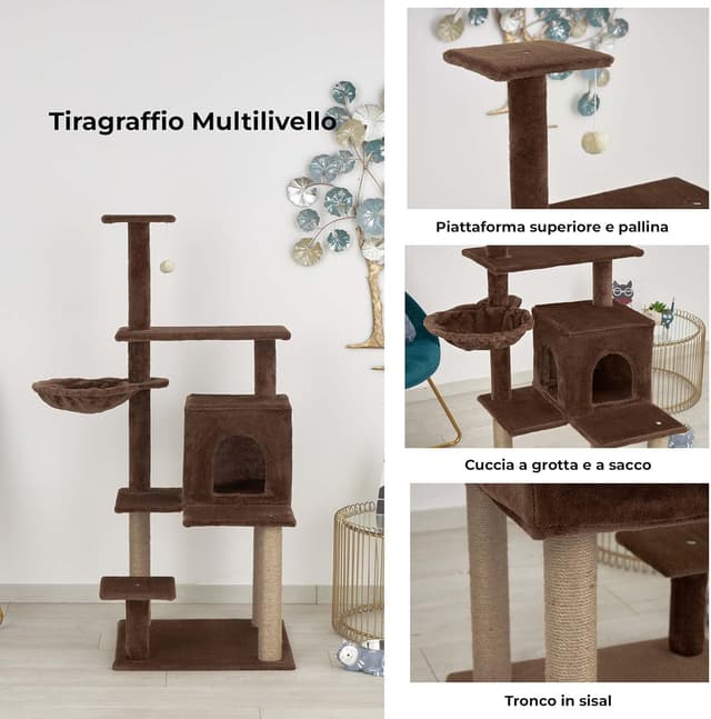 Detalle de Baroni Home Tiragraffi 45x45x122 cm per gatti 🐱