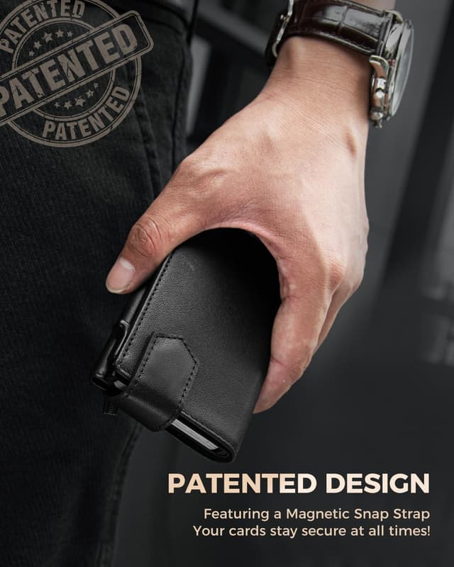 Detalle 2 de LORZOR Magnetic Closure Card Holder with XXL Coin Pocket – Slim Genuine Leather RFID Wallet