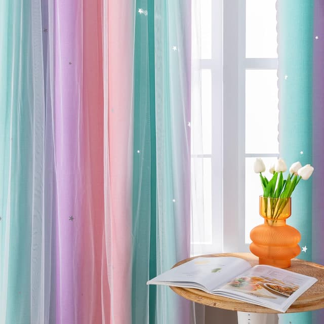 Detalle 2 de XiDi Rainbow Bedroom Curtains 42-inch 🌈🪟