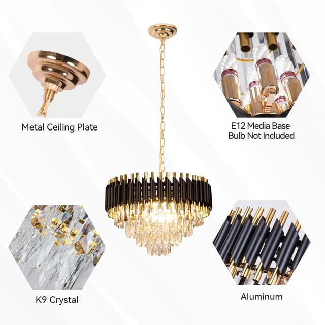 Thumbnail 5 de FRIXCHUR 20" Modern Crystal Chandelier