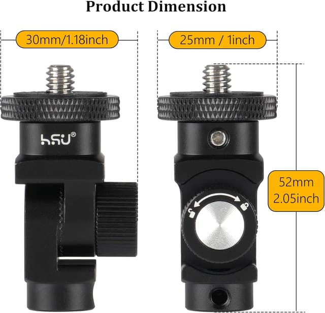 Thumbnail 5 de HSU Vertical Mount 180° 1/4"-20 adapter for action cameras