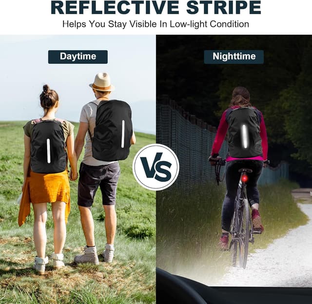 Detalle de Nsyee 2pcs Backpack Rain Cover with reflective strip (waterproof rucksack cover for camping, hiking and cycling)