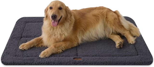 Detalle de Joydeco Low-Profile Reversible Dog Mat Bed Pad (Dark Grey) – Washable crate pad, 112x81cm
