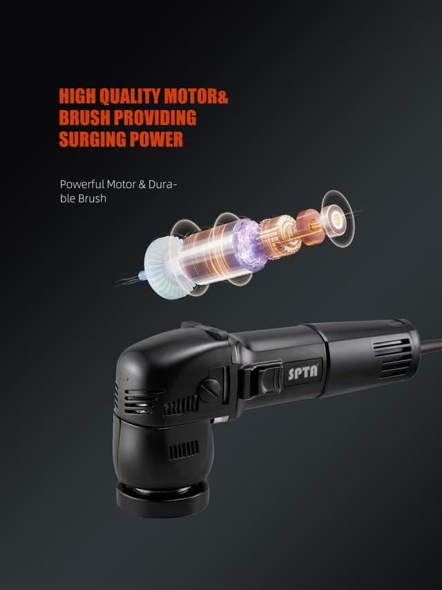 Detalle de SPTA Mini Orbital Polisher (3 Inch / 10mm, 780W) With Variable Speed Dual Action Kit