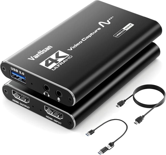 Detalle de VANTISAN 4K HDMI Video Capture Card with Audio + Mic (USB 3.0, up to 1080p 60fps)