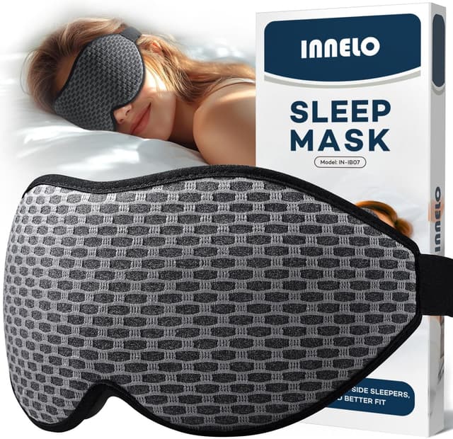 Detalle de INNELO 3D Schlafmaske für Herren & Frauen 2025 – lichtblockierende 3D-Schlafbrille für Seitenschläfer, Grau